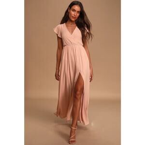 Lulus Lost in the Moment Blush Maxi Dress Size XL